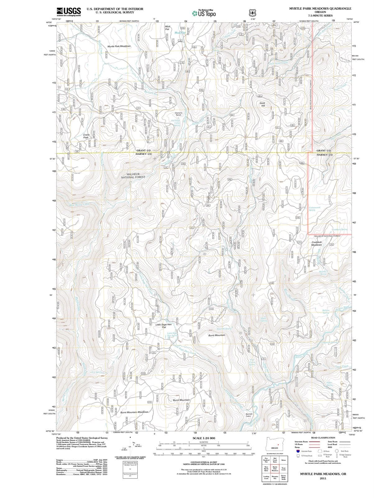 2011 Myrtle Park Meadows, OR - Oregon - USGS Topographic Map