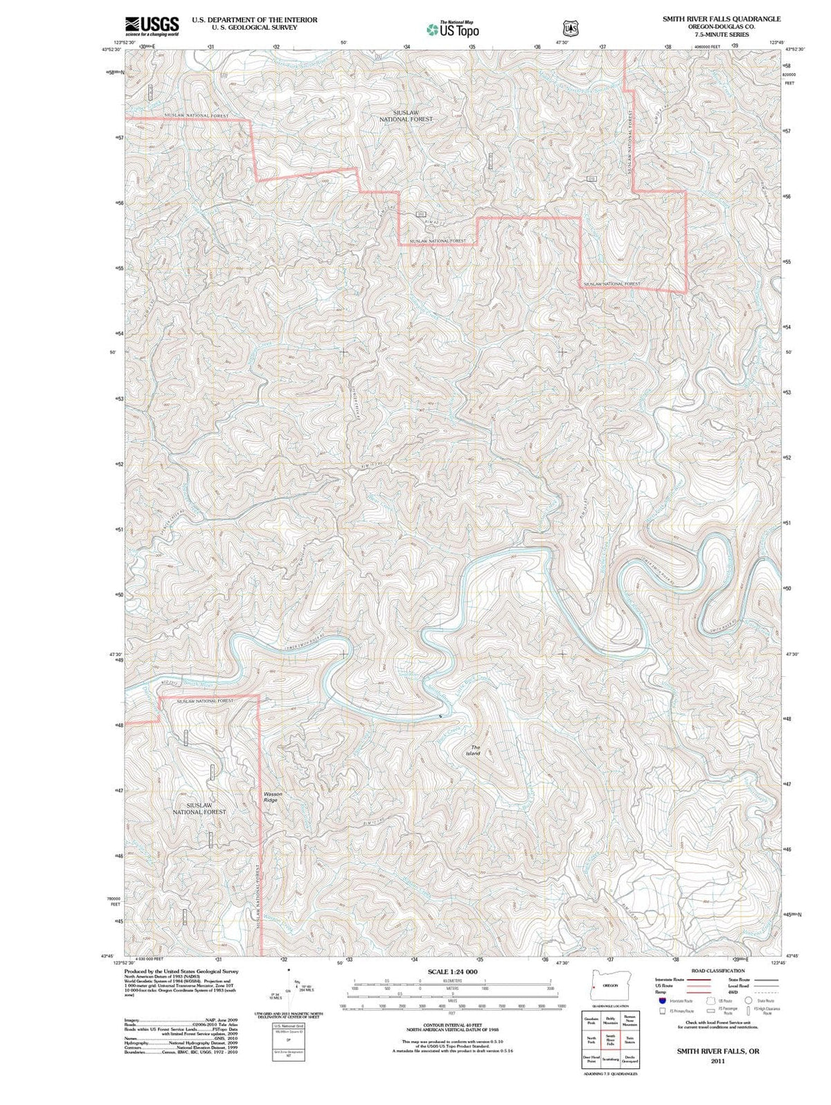 2011 Smith River Falls, OR - Oregon - USGS Topographic Map
