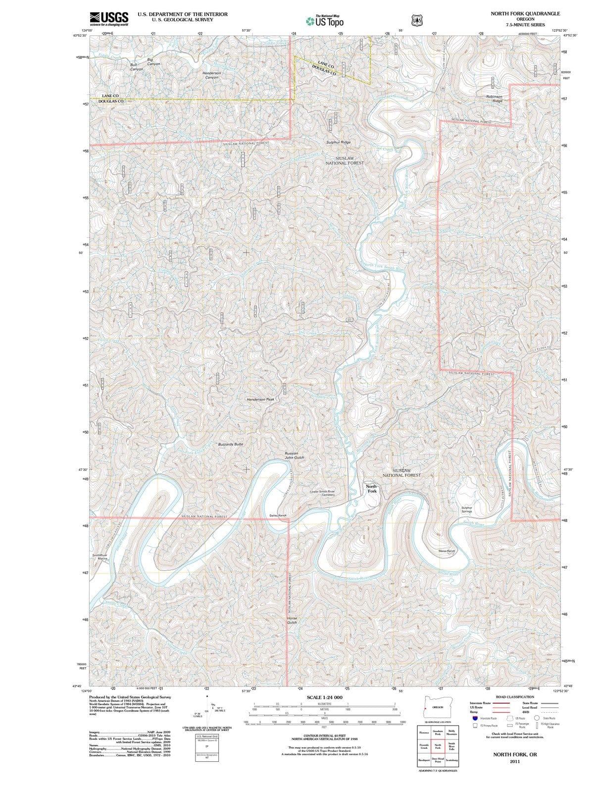 2011 North Fork, OR - Oregon - USGS Topographic Map