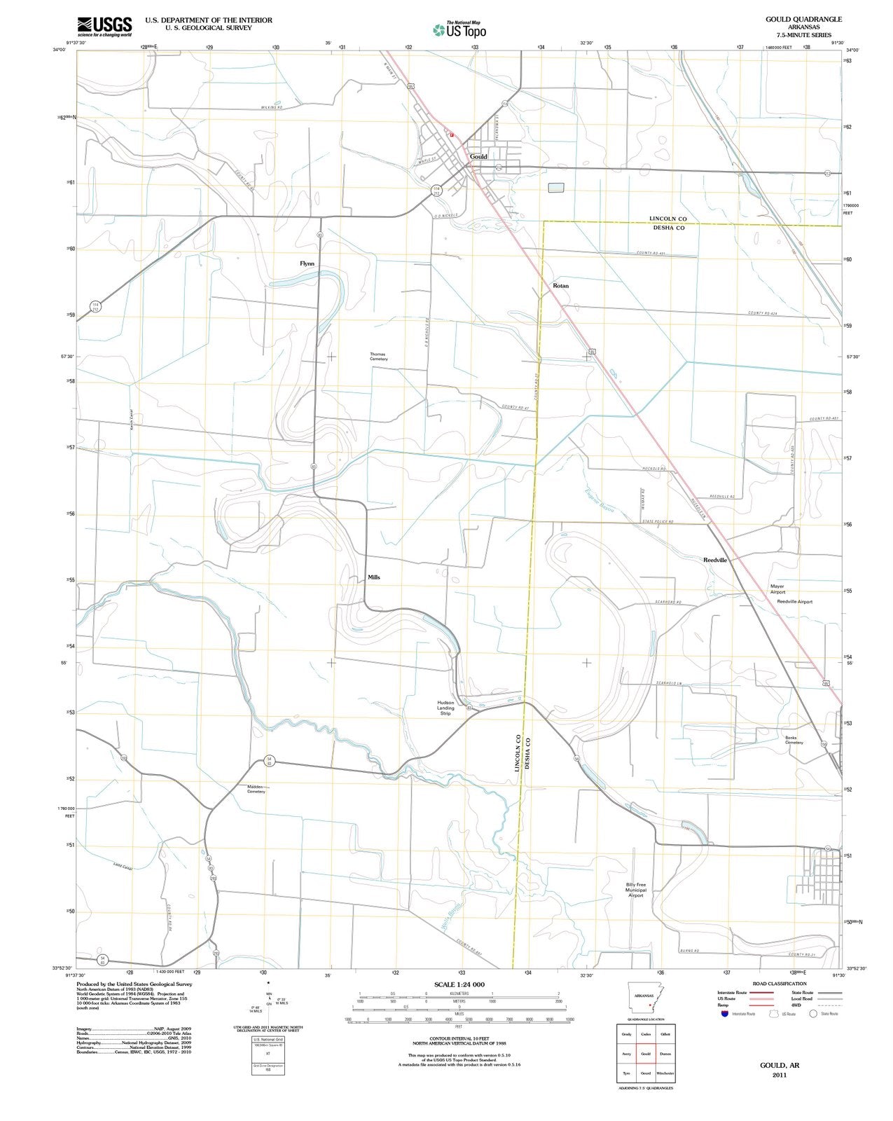 2011 Gould, AR - Arkansas - USGS Topographic Map