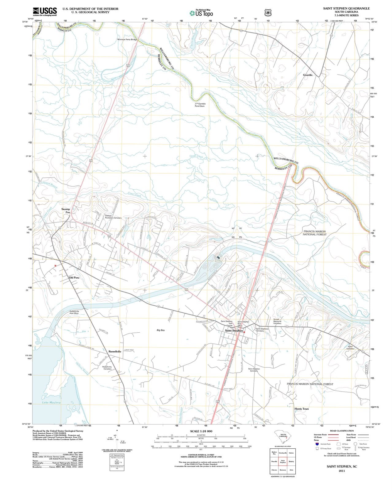 2011 Saint Stephen, SC - South Carolina - USGS Topographic Map