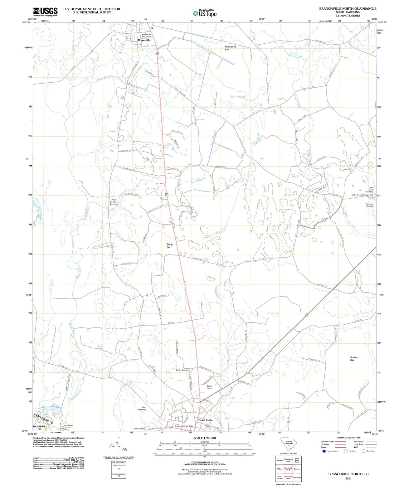 2011 Branchville North, SC - South Carolina - USGS Topographic Map