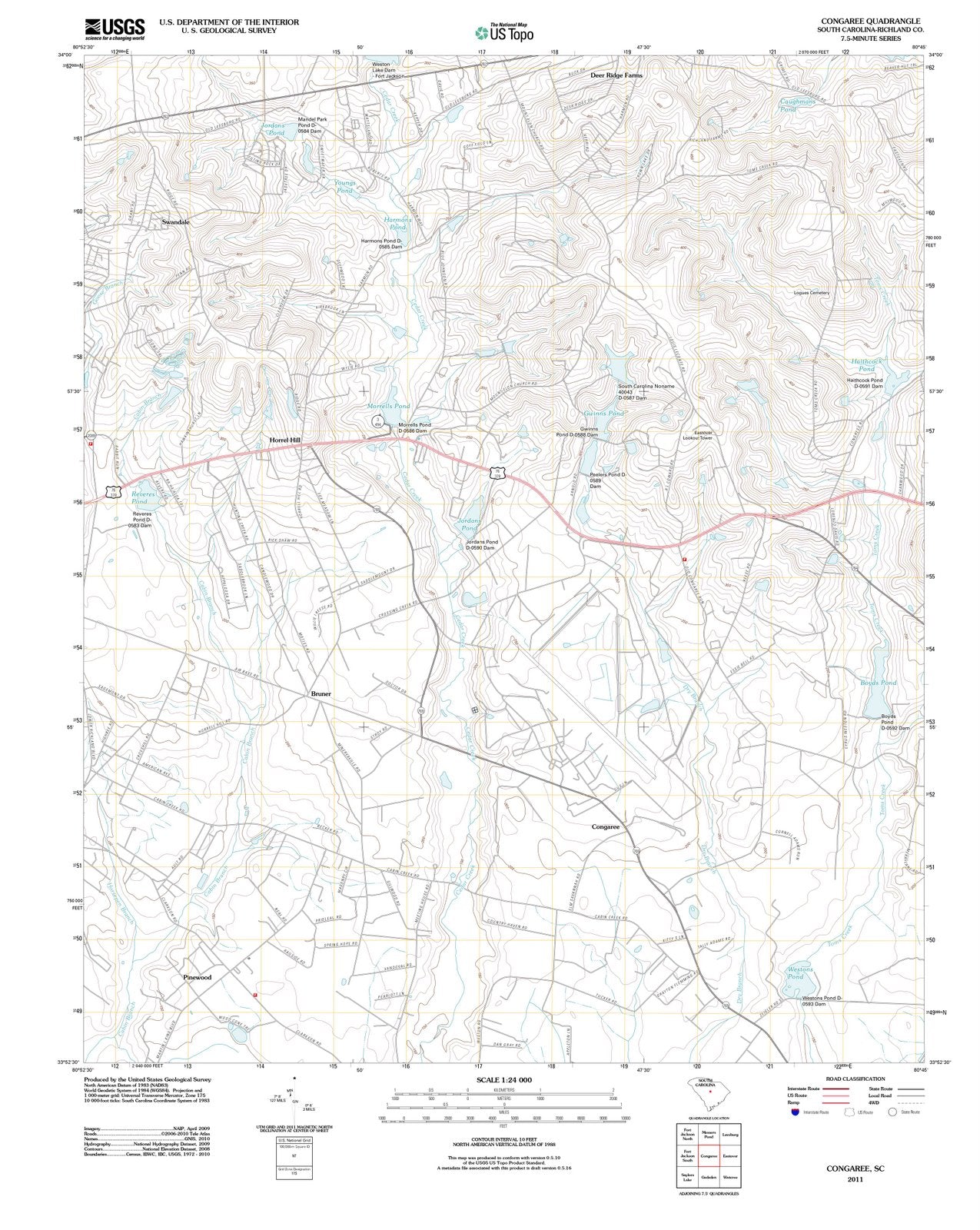 2011 Congaree, SC - South Carolina - USGS Topographic Map