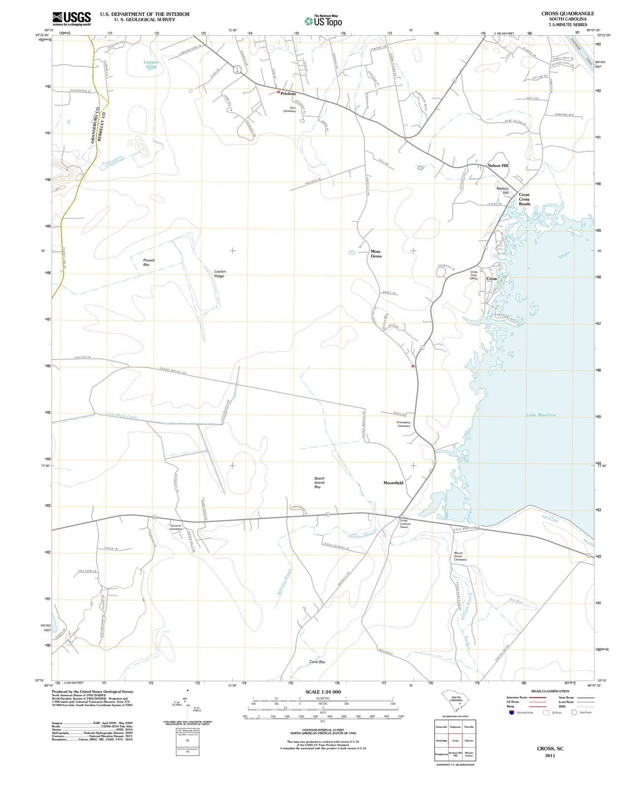 2011 Cross, SC - South Carolina - USGS Topographic Map