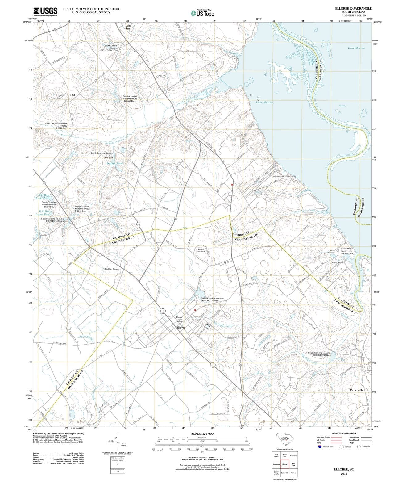 2011 Elloree, SC - South Carolina - USGS Topographic Map