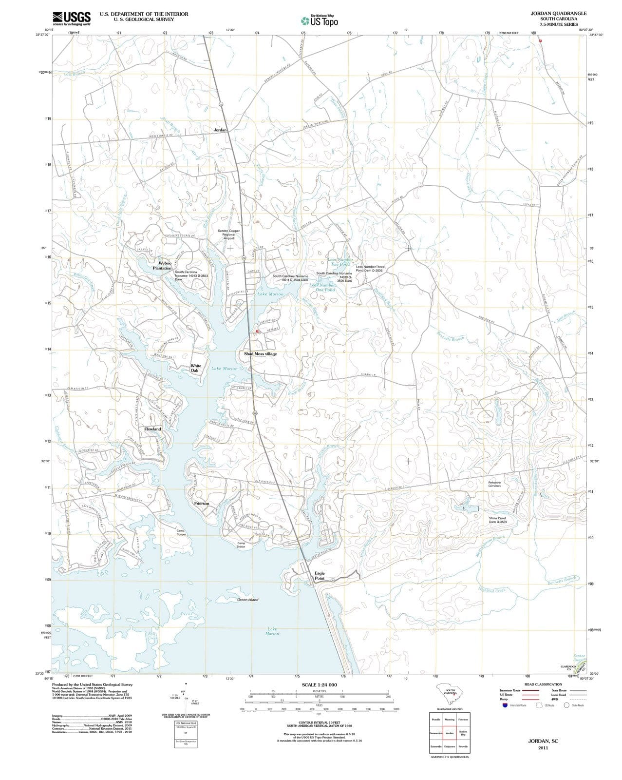 2011 Jordan, SC - South Carolina - USGS Topographic Map