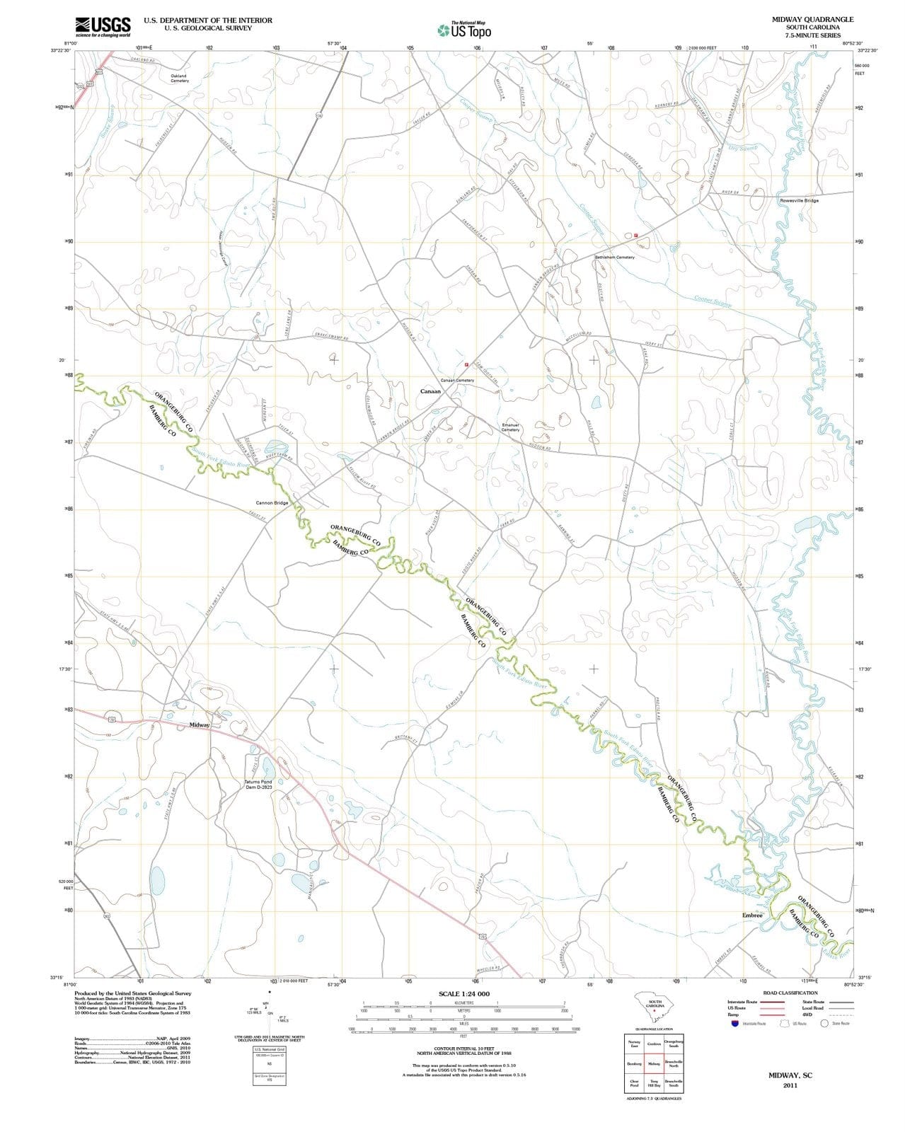 2011 Midway, SC - South Carolina - USGS Topographic Map