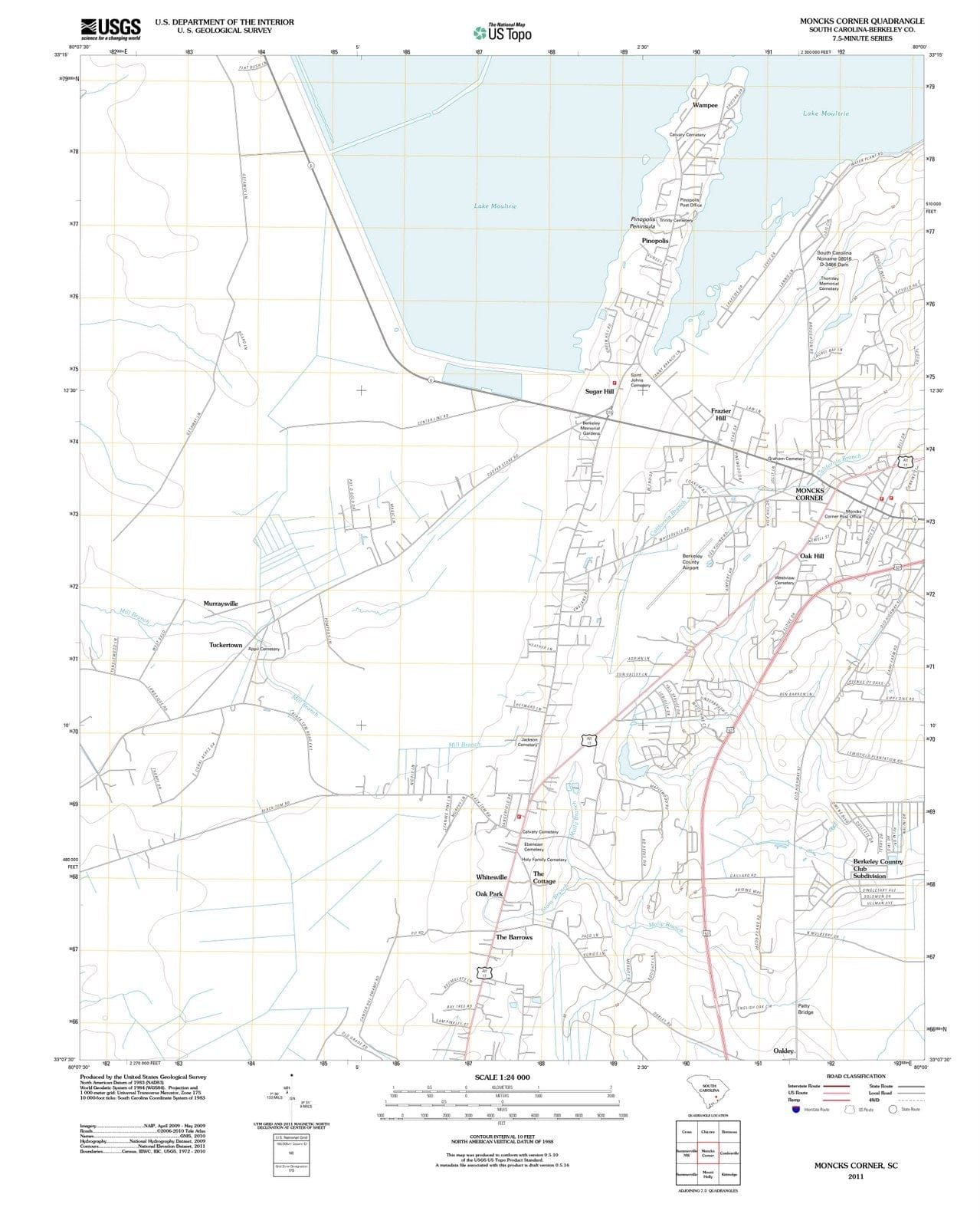 2011 Moncks Corner, SC - South Carolina - USGS Topographic Map
