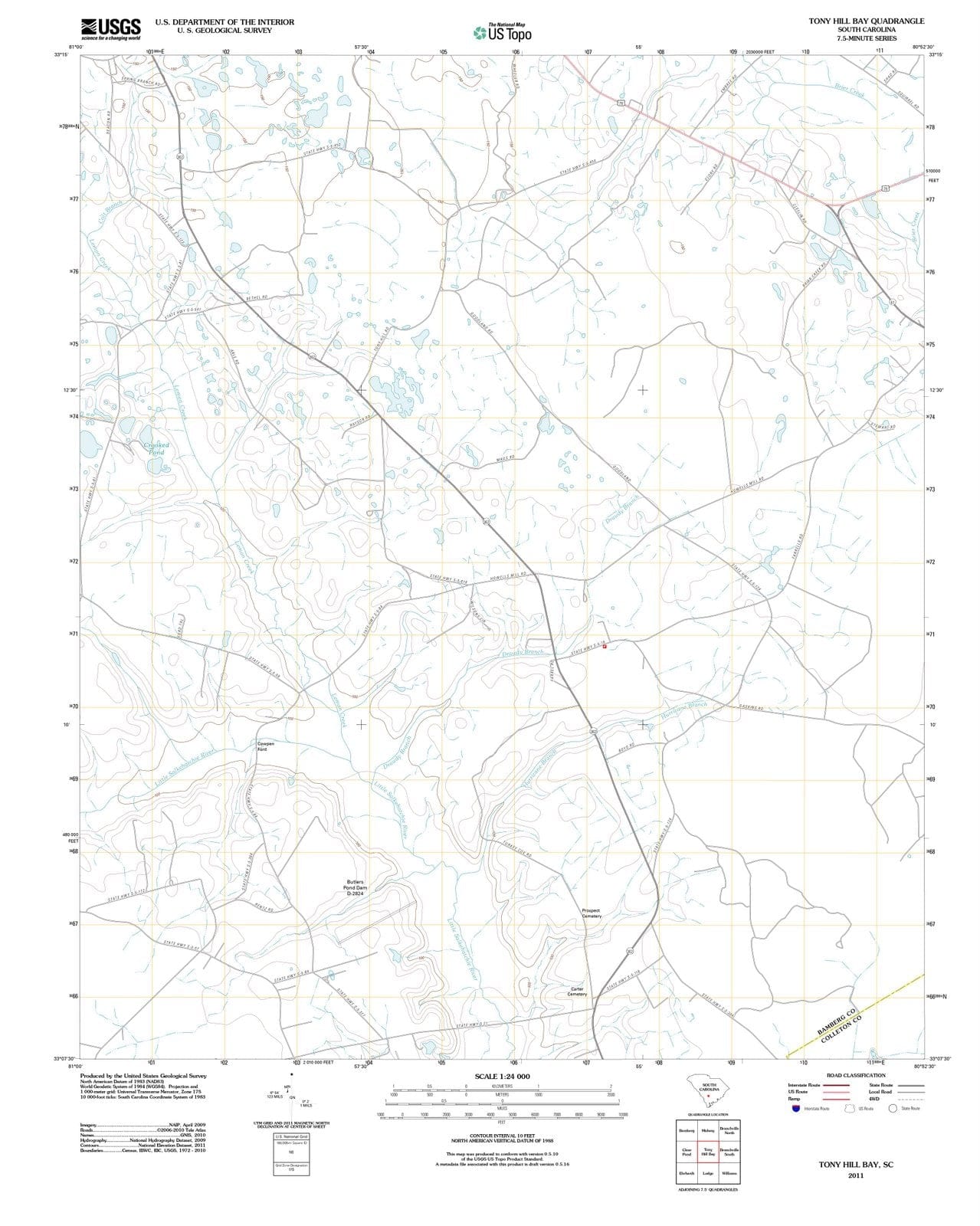2011 Tony Hill Bay, SC - South Carolina - USGS Topographic Map