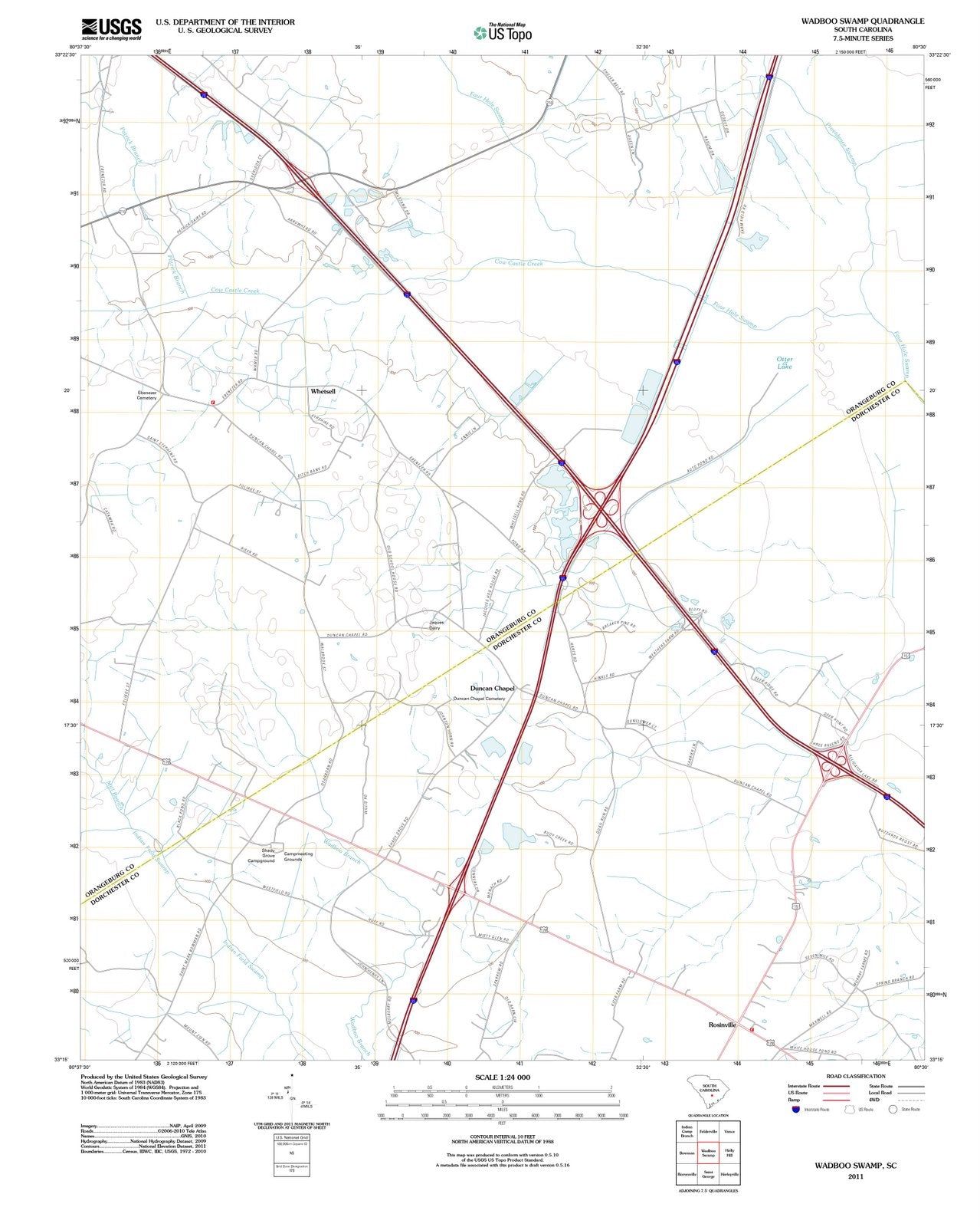 2011 Wadbooamp, SC - South Carolina - USGS Topographic Map