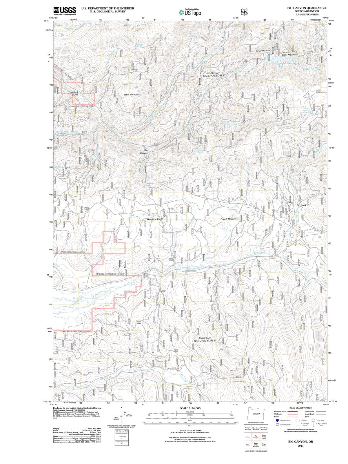 2011 Big Canyon, OR - Oregon - USGS Topographic Map