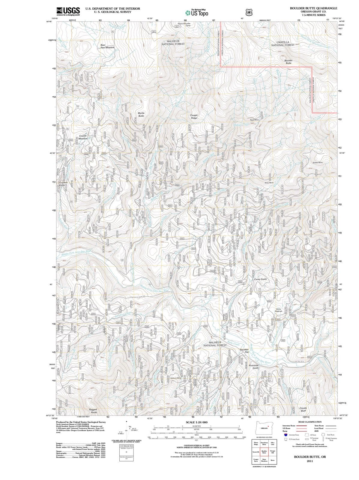 2011 Boulder Butte, OR - Oregon - USGS Topographic Map