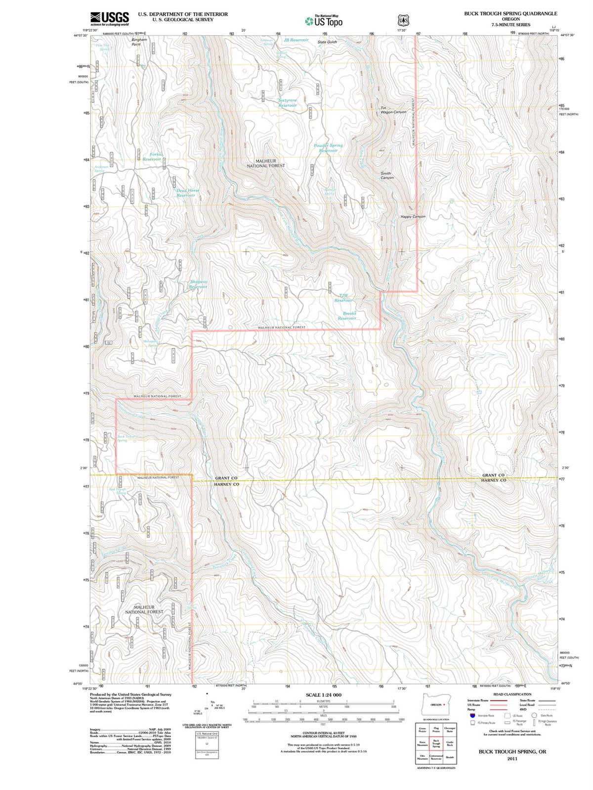 2011 Buck Trough Spring, OR - Oregon - USGS Topographic Map