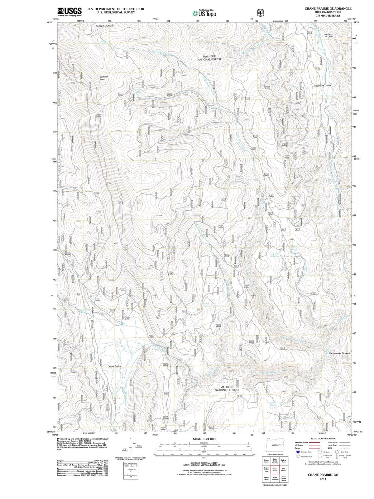 2011 Crane Prairie, OR - Oregon - USGS Topographic Map