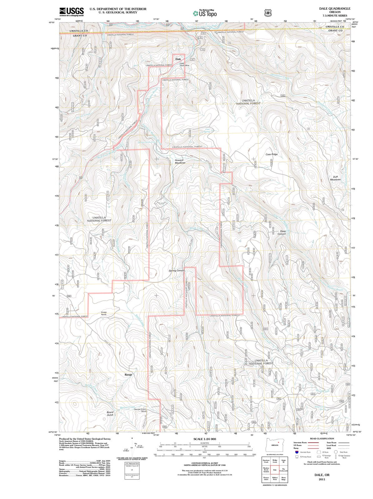 2011 Dale, OR - Oregon - USGS Topographic Map