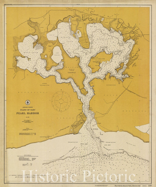 Historic Nautical Map - Island Of Oahu : Pearl Harbor, 1916 NOAA Chart - Hawaii (HI) - Vintage Wall Art