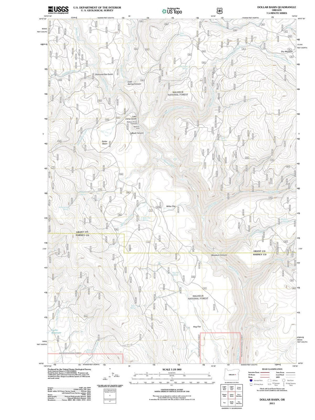 2011 Dollar Basin, OR - Oregon - USGS Topographic Map