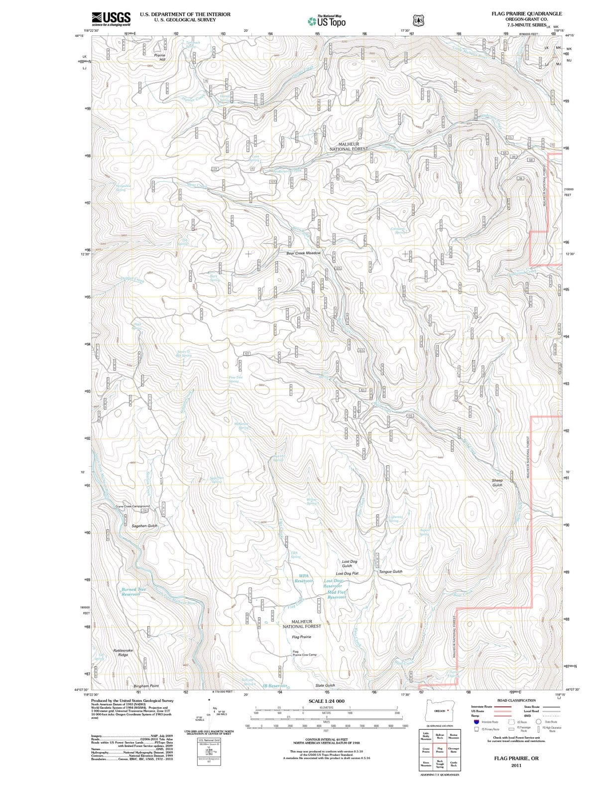 2011 Flag Prairie, OR - Oregon - USGS Topographic Map