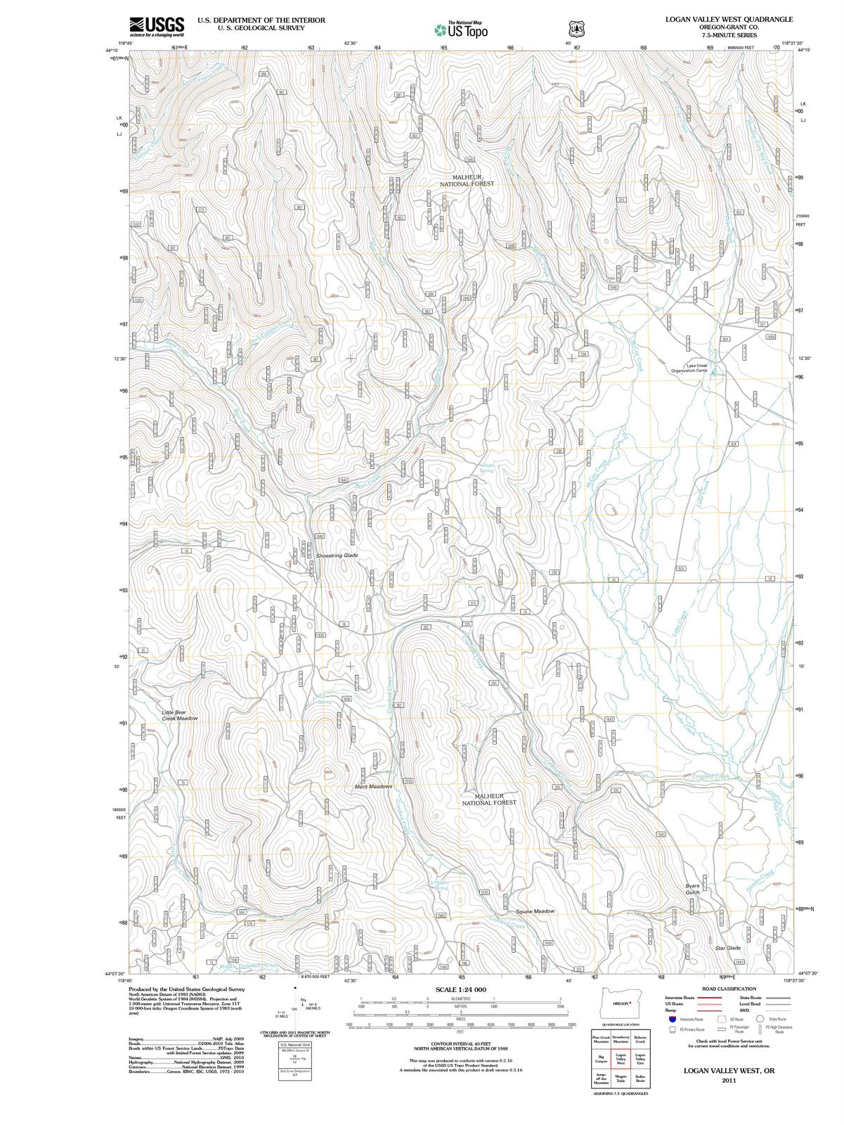 2011 Logan Valley West, OR - Oregon - USGS Topographic Map