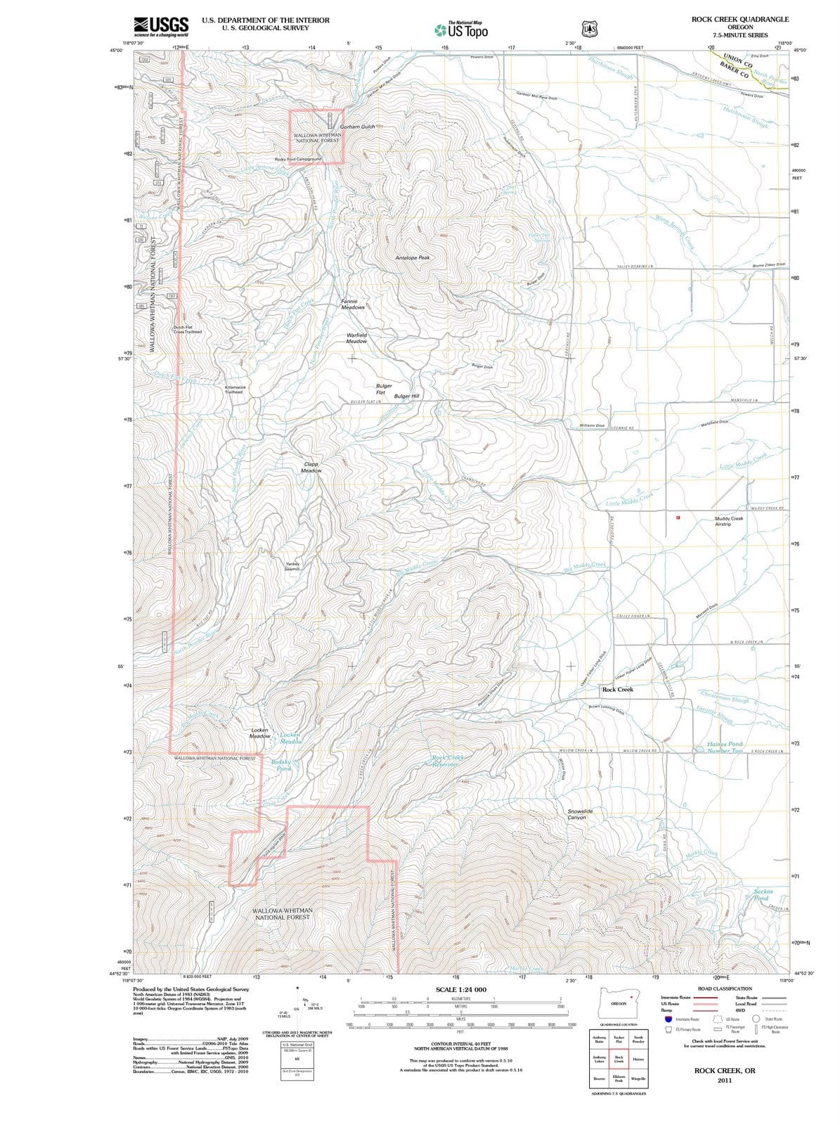 2011 Rock Creek, OR - Oregon - USGS Topographic Map
