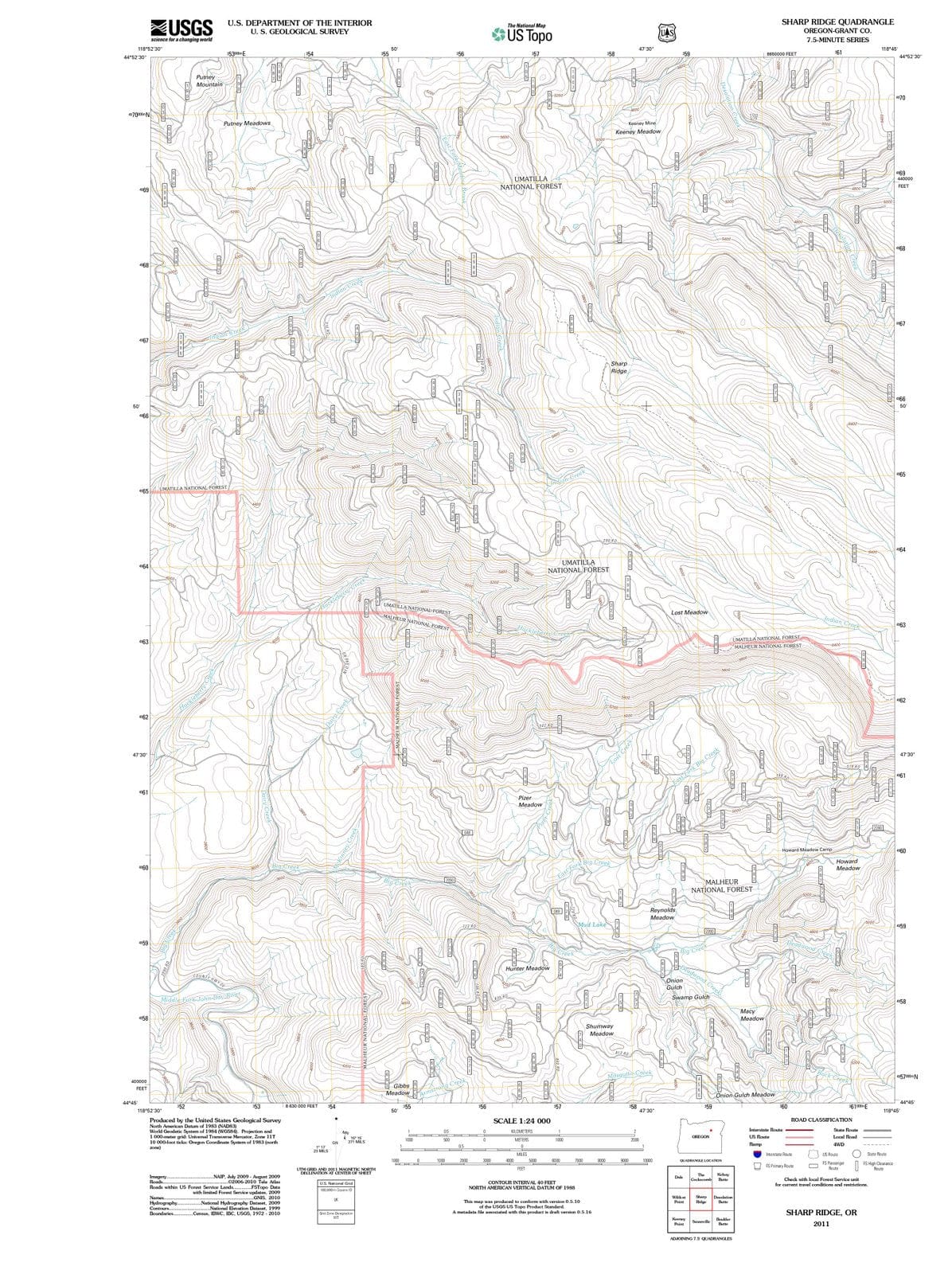 2011 Sharp Ridge, OR - Oregon - USGS Topographic Map