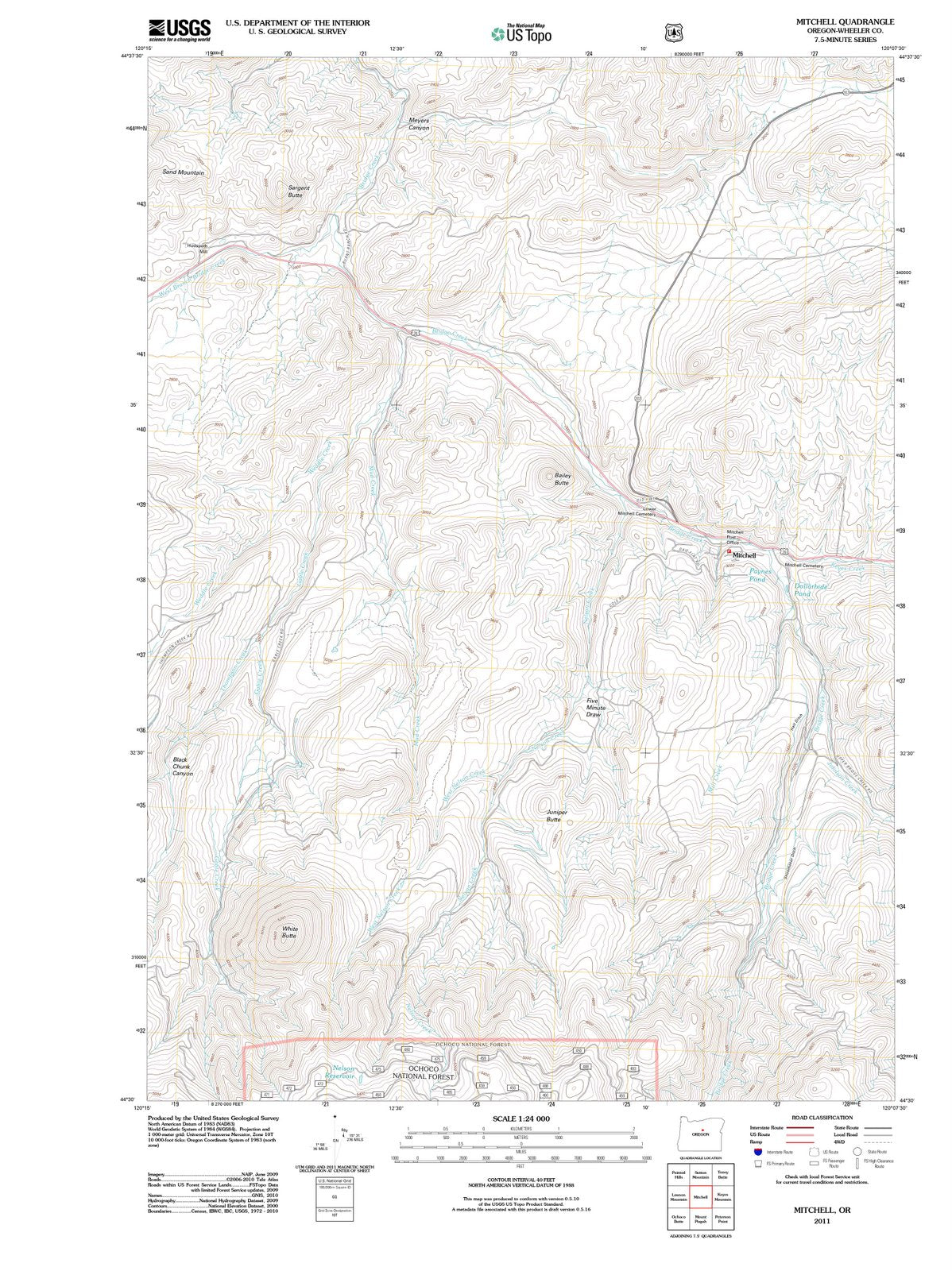 2011 Mitchell, OR - Oregon - USGS Topographic Map