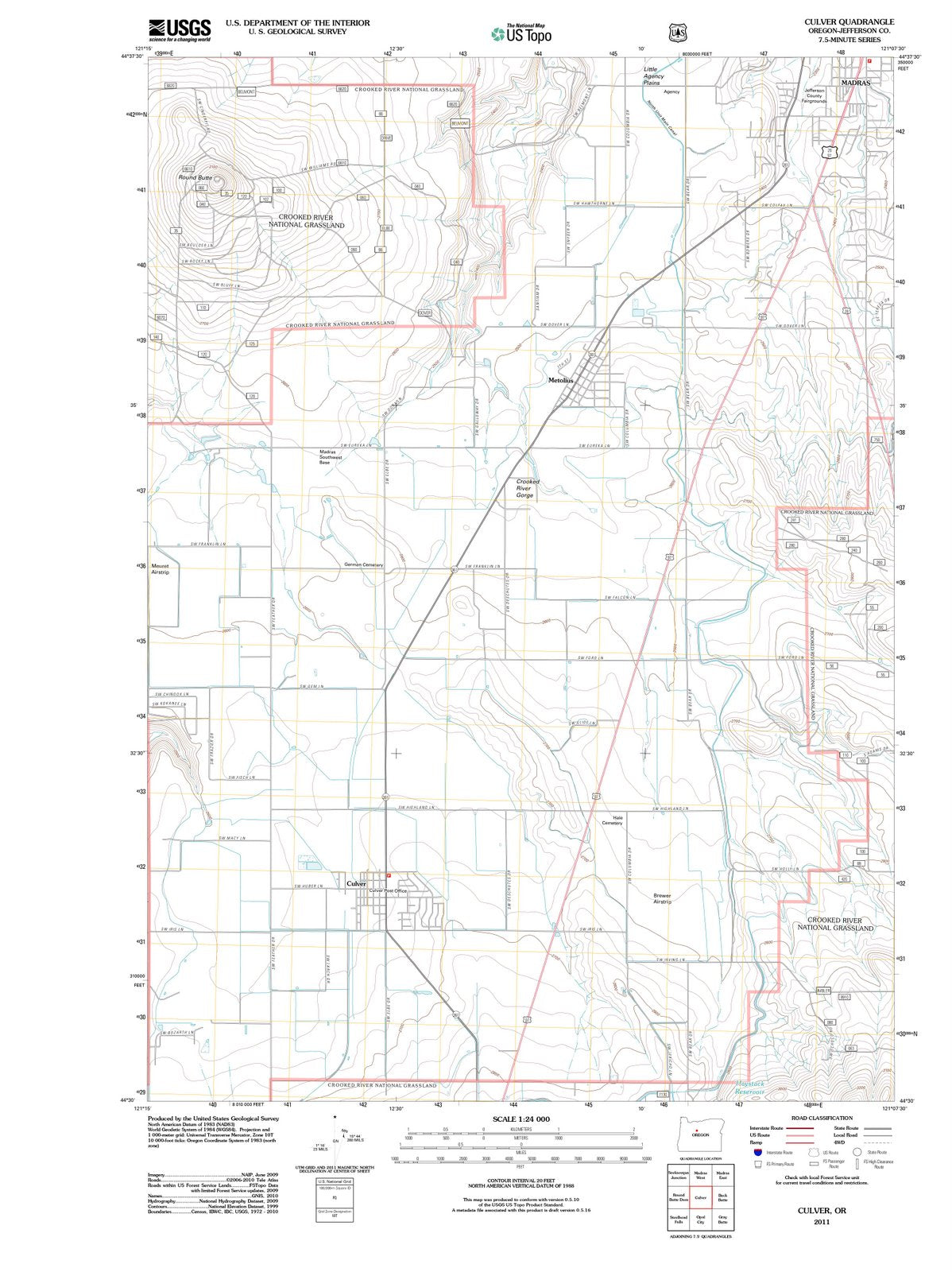 2011 Culver, OR - Oregon - USGS Topographic Map