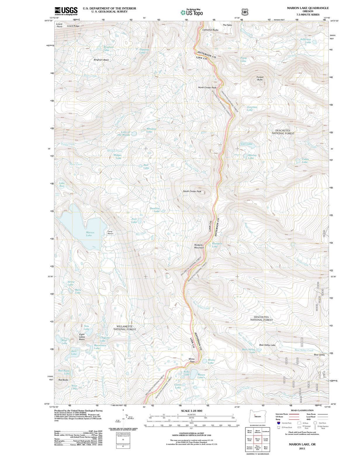 2011 Marion Lake, OR - Oregon - USGS Topographic Map