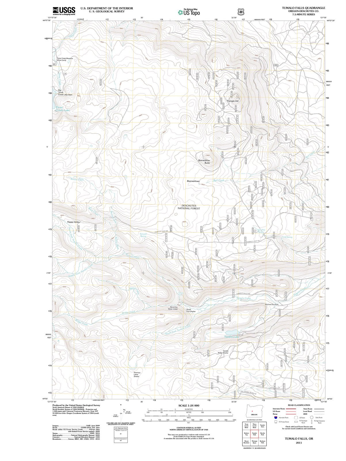 2011 Tumalo Falls, OR - Oregon - USGS Topographic Map