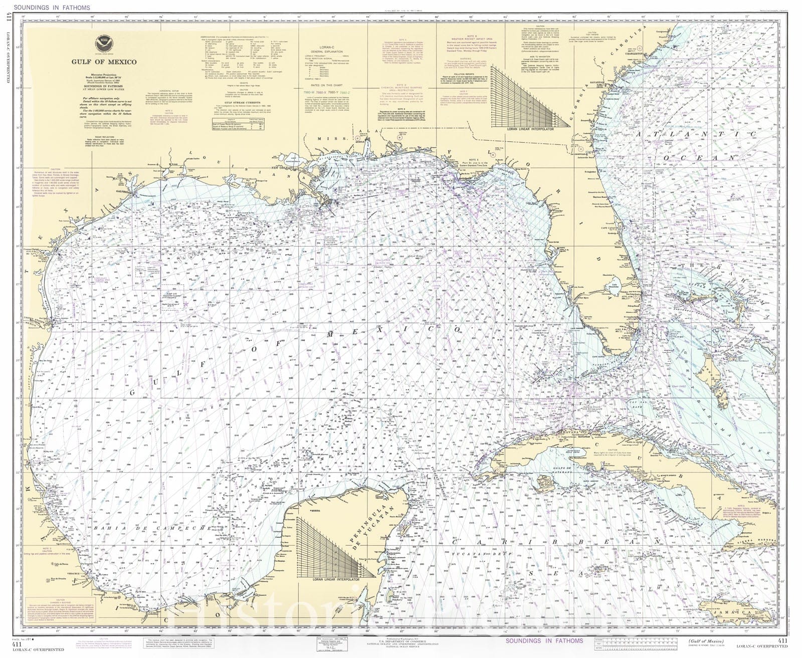 Historic Nautical Map - Gulf Of Mexico, 1991 NOAA Chart - Louisiana, Texas, Alabama, Florida (LA, TX, AL, FL) - Vintage Wall Art