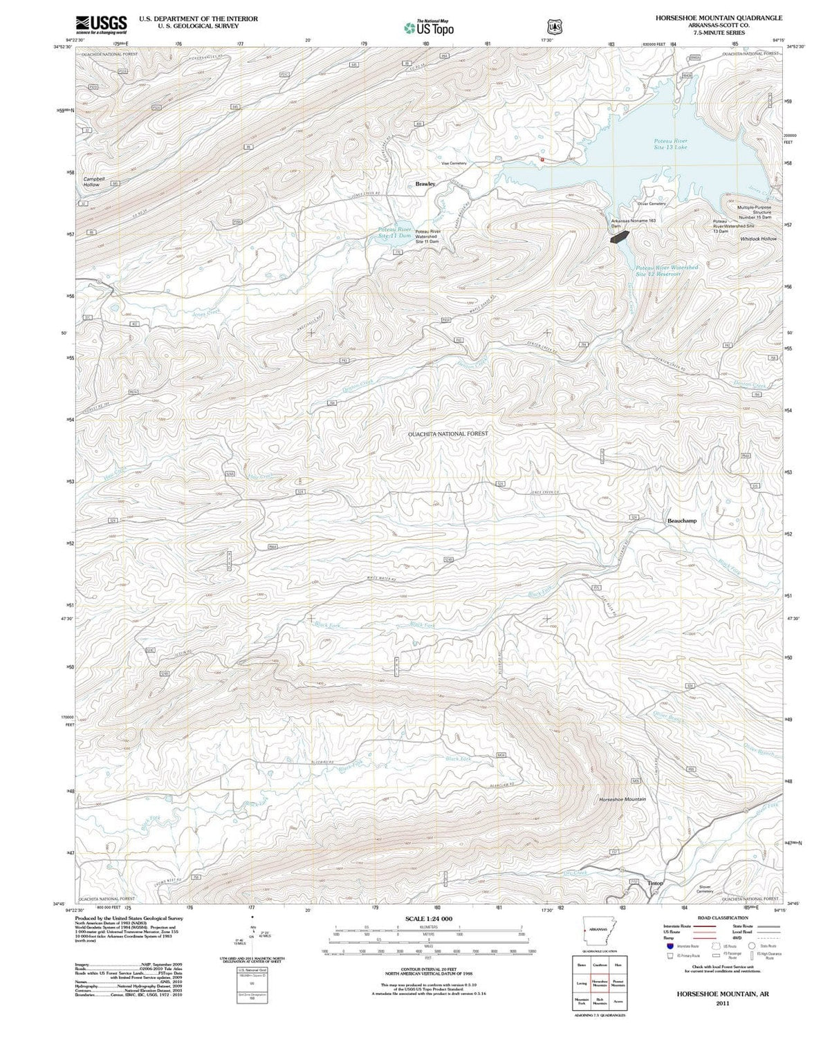 2011 Horseshoe Mountain, AR - Arkansas - USGS Topographic Map
