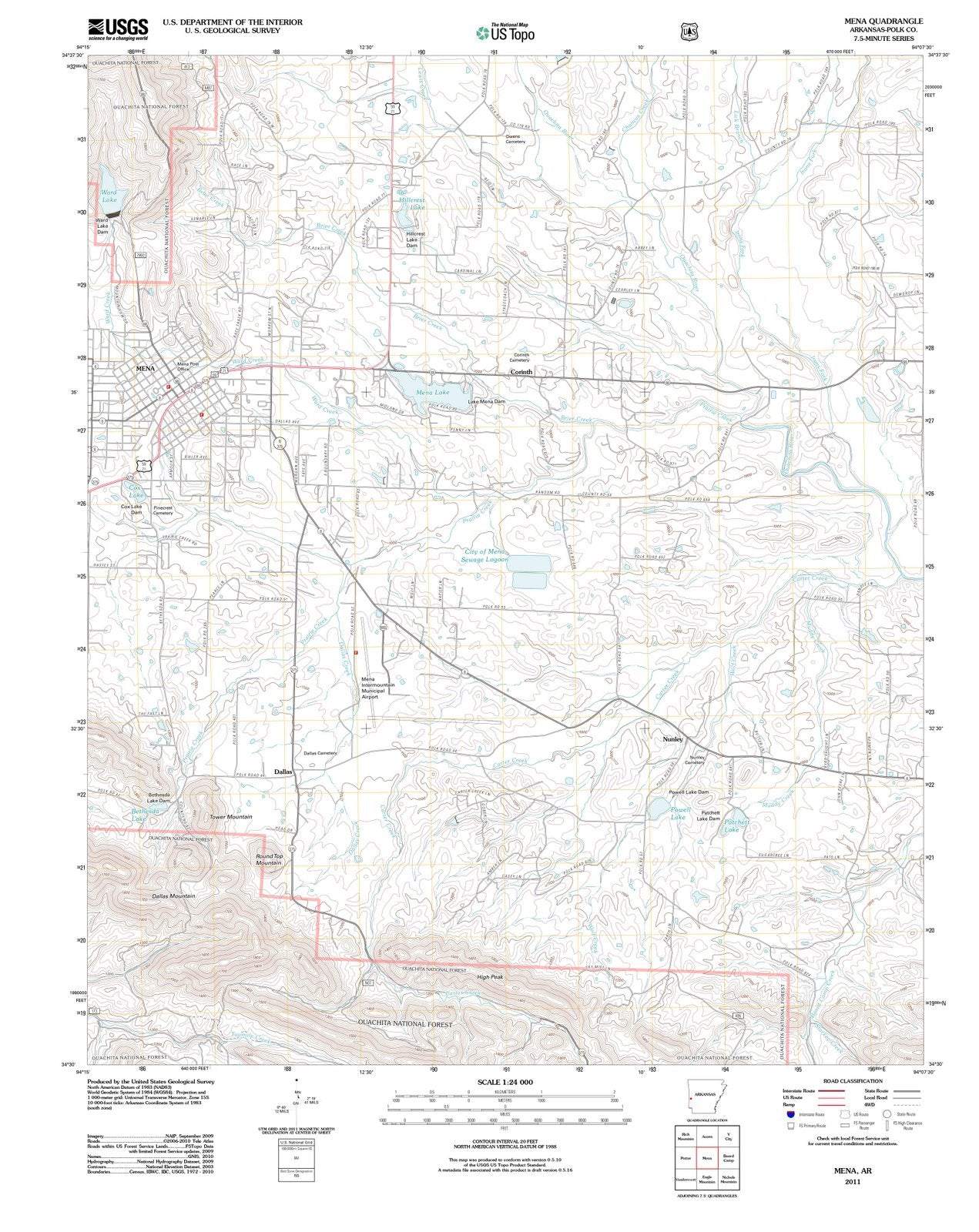 2011 MENA, AR - Arkansas - USGS Topographic Map