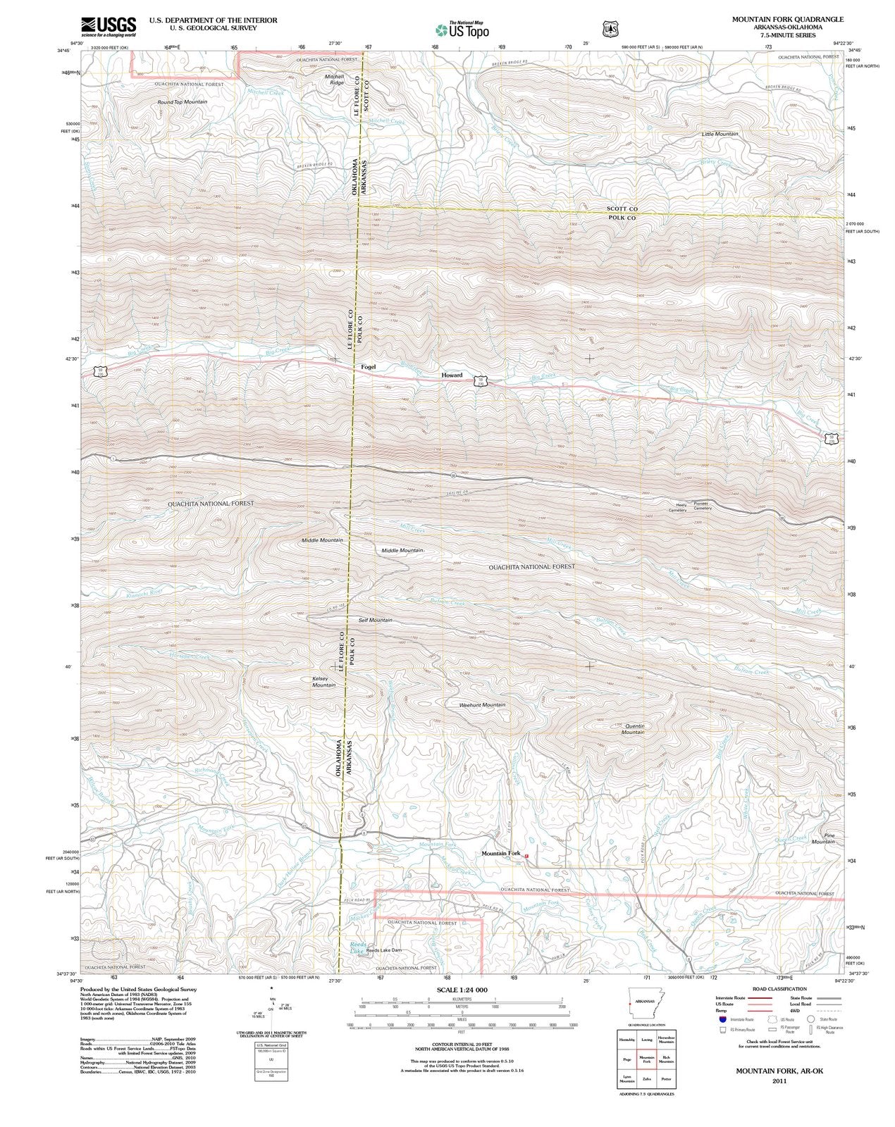 2011 Mountain Fork, AR - Arkansas - USGS Topographic Map
