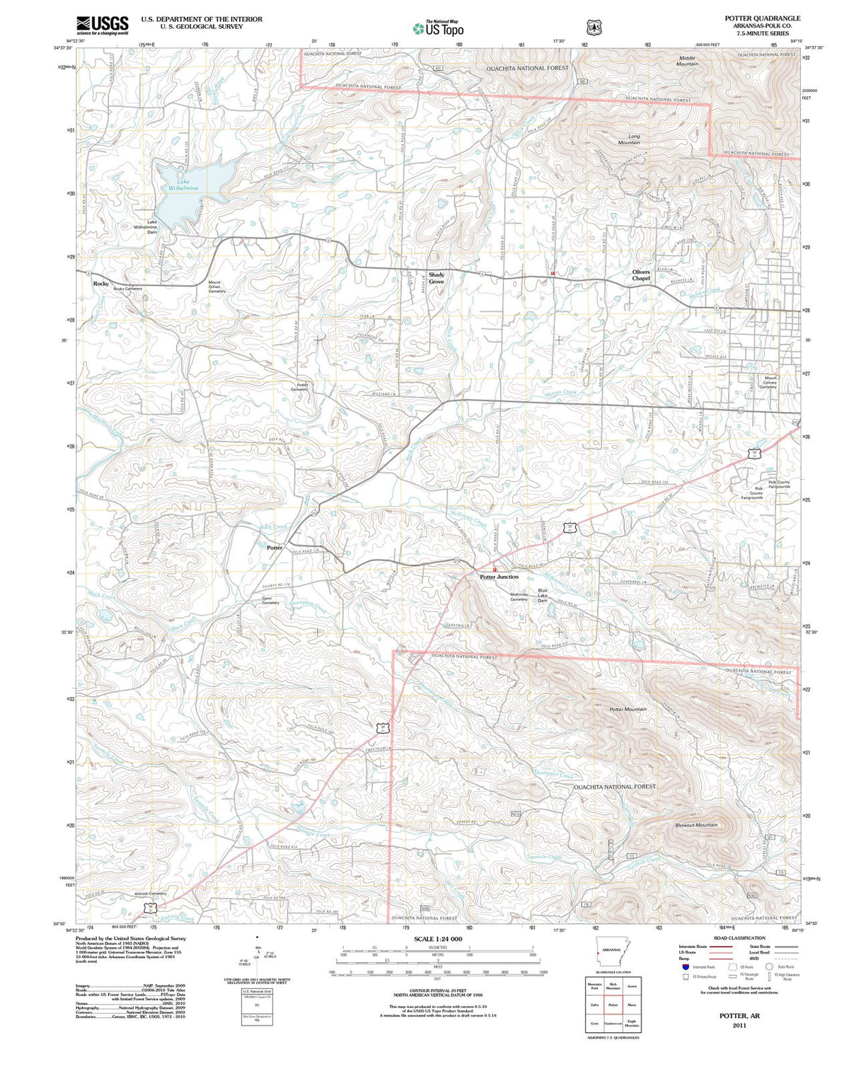 2011 Potter, AR - Arkansas - USGS Topographic Map