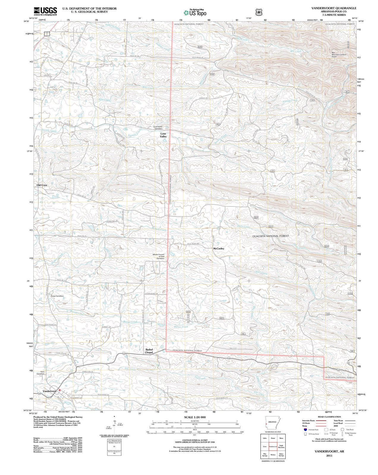 2011 Vandervoort, AR - Arkansas - USGS Topographic Map