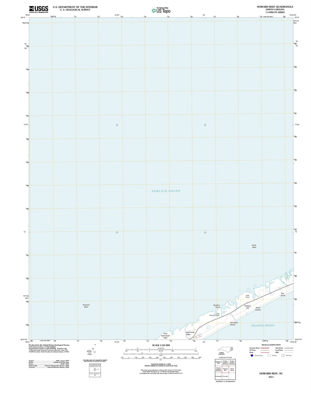 2011 Howard Reef, NC - North Carolina - USGS Topographic Map