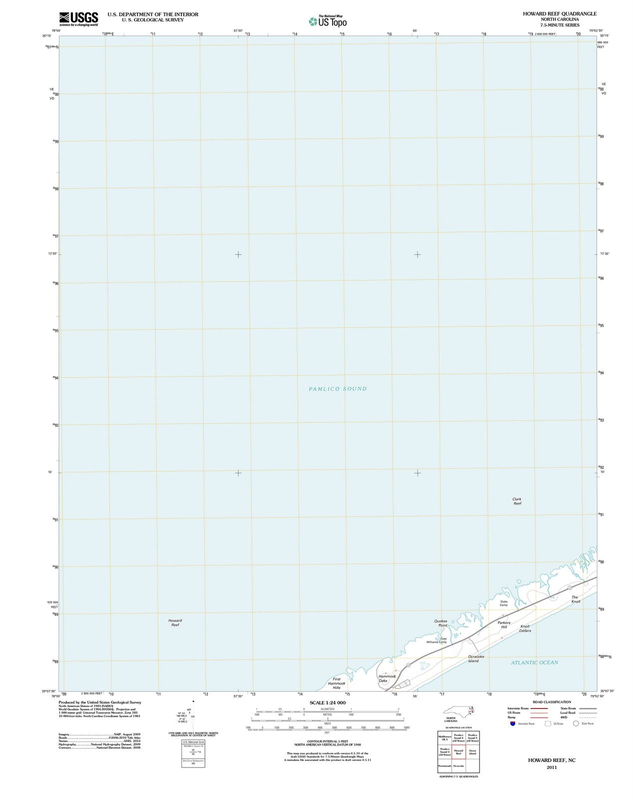 2011 Howard Reef, NC - North Carolina - USGS Topographic Map