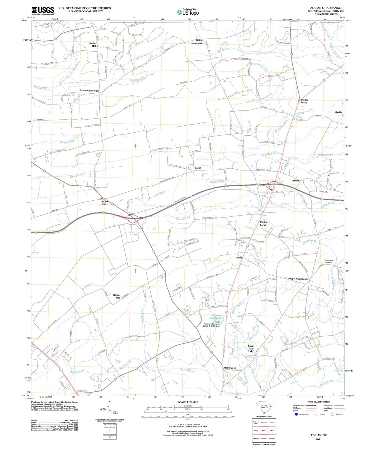 2011 Adrian, SC - South Carolina - USGS Topographic Map
