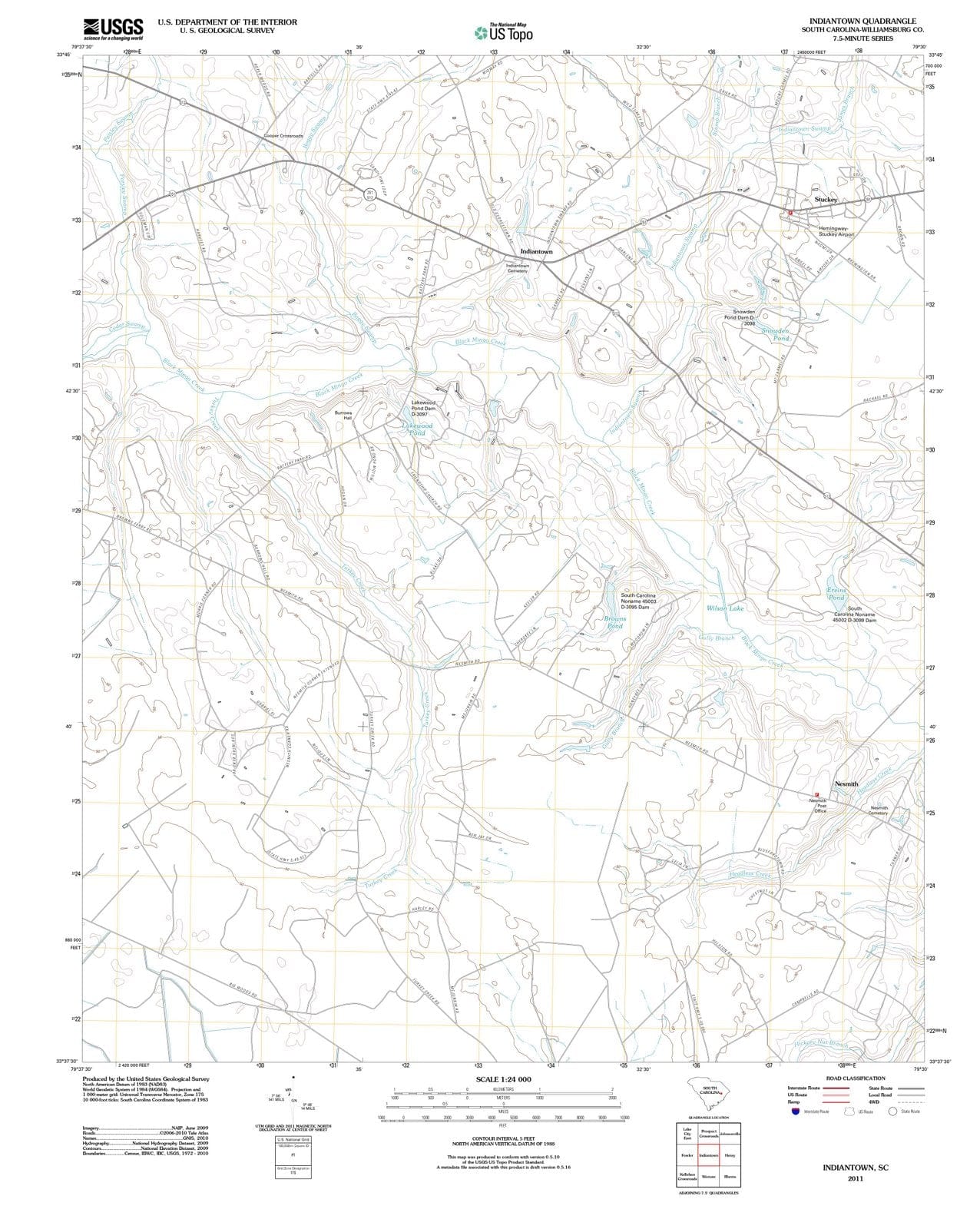 2011 Indiantown, SC - South Carolina - USGS Topographic Map