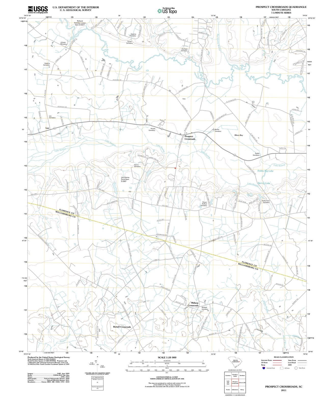 2011 Prospect Crossroads, SC - South Carolina - USGS Topographic Map