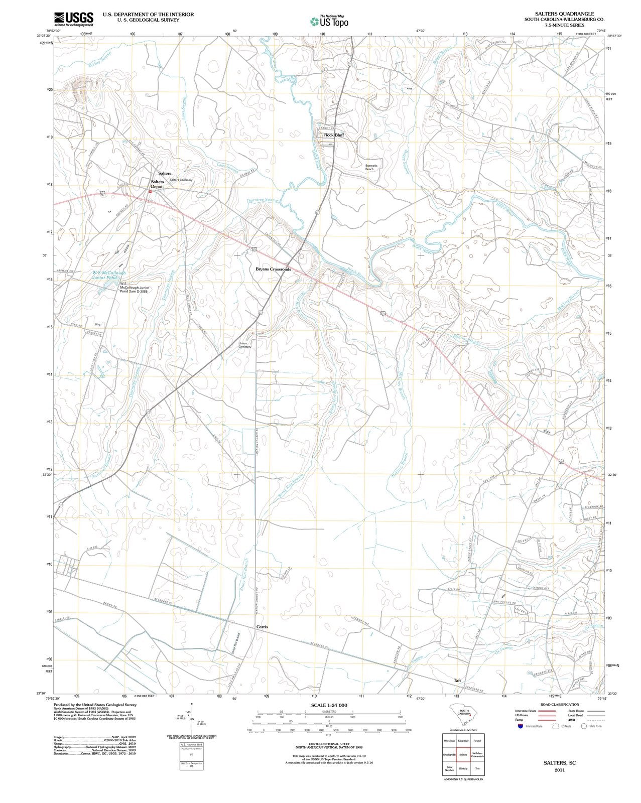 2011 Salters, SC - South Carolina - USGS Topographic Map