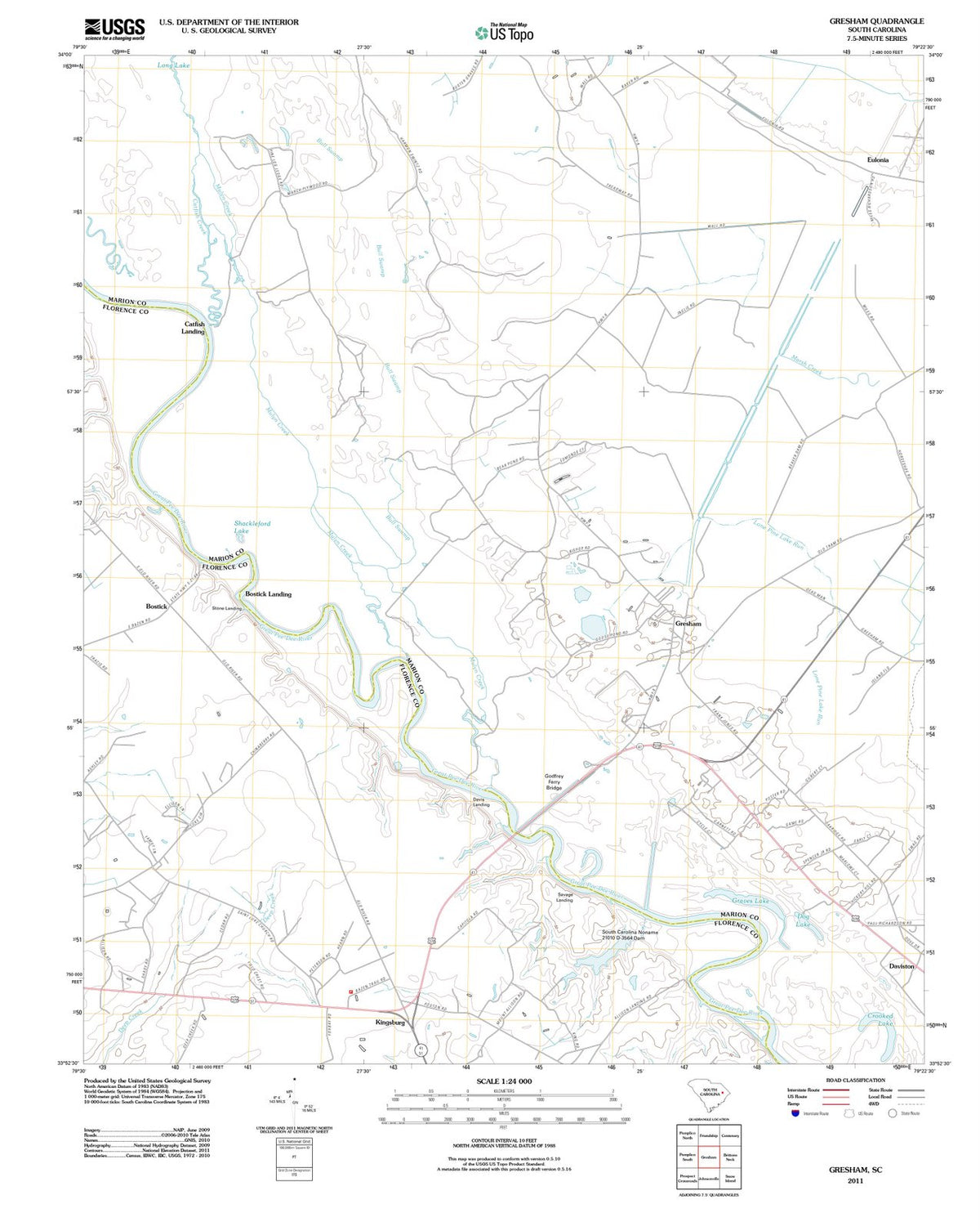 2011 Gresham, SC - South Carolina - USGS Topographic Map