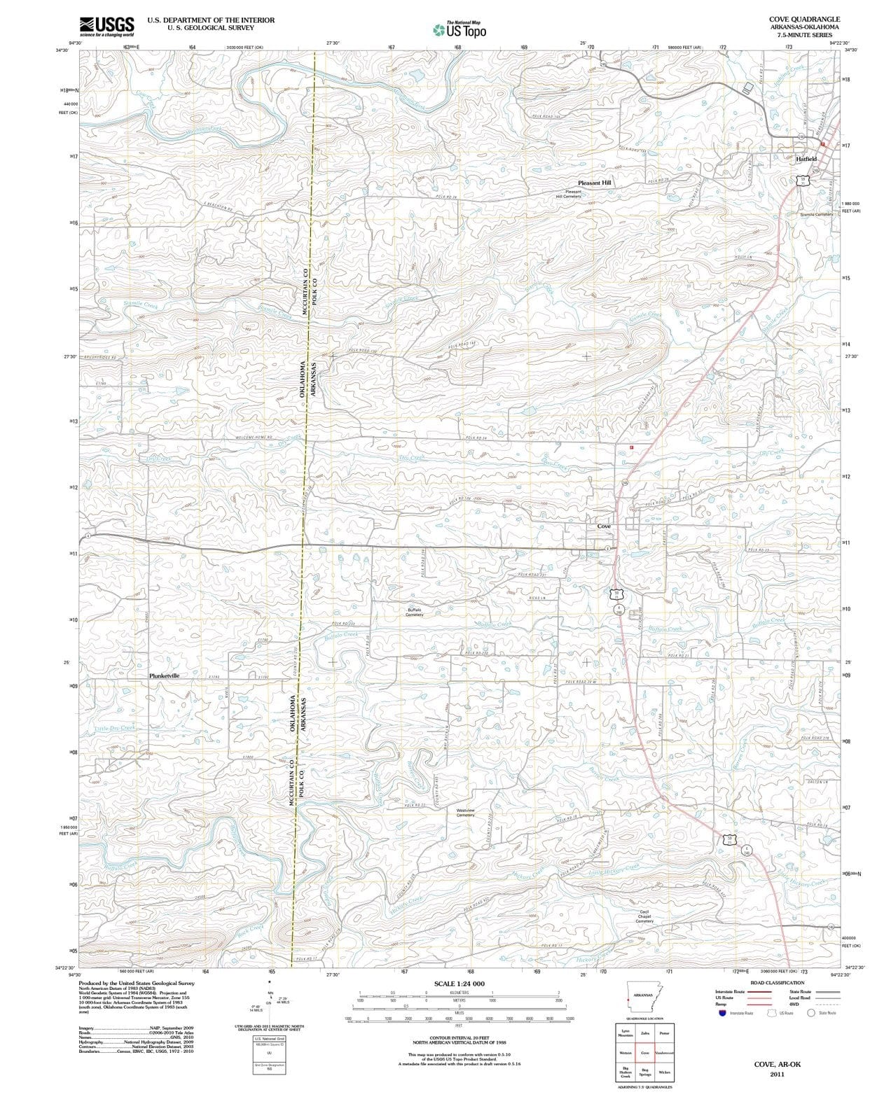 2011 Cove, AR - Arkansas - USGS Topographic Map