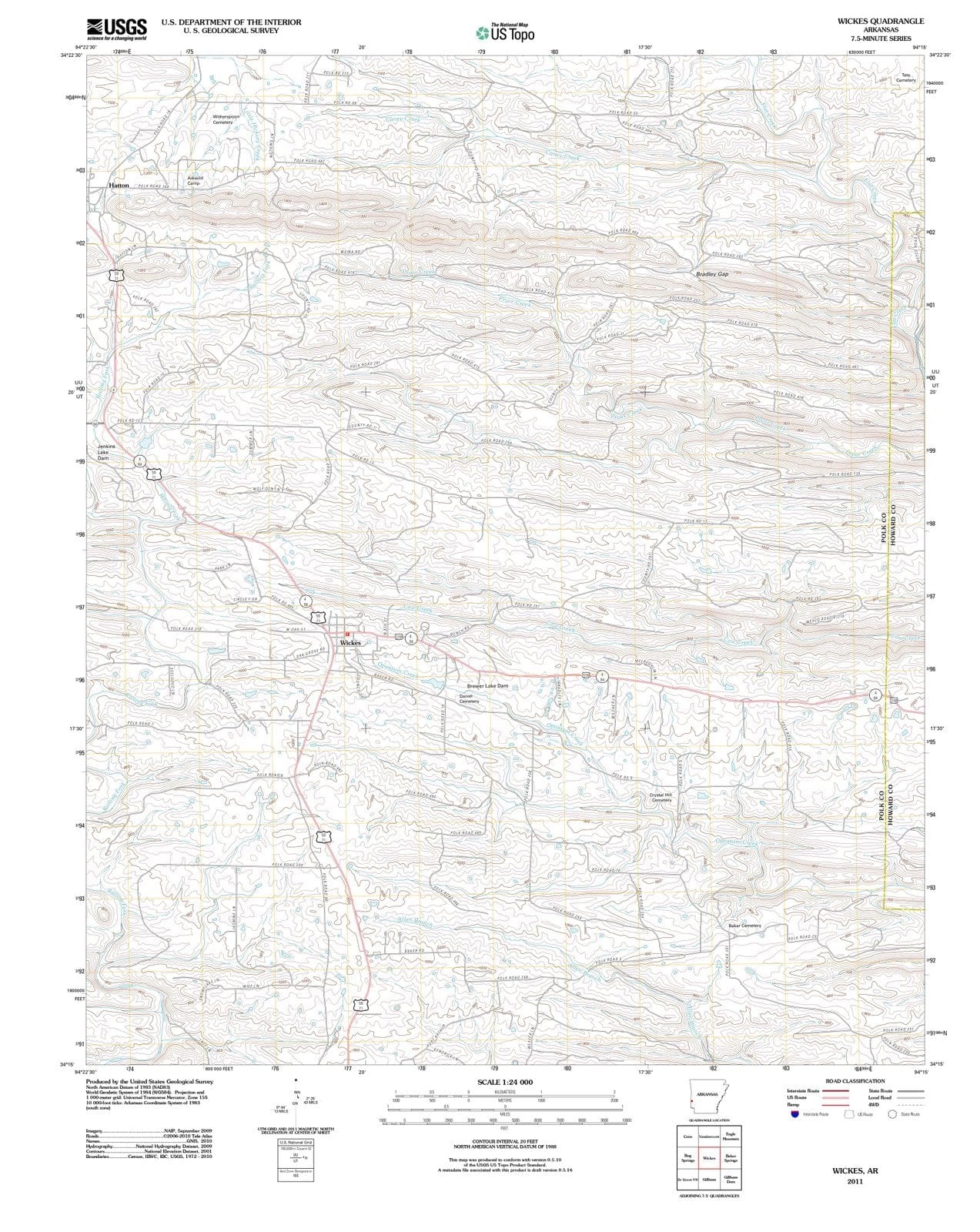 2011 Wickes, AR - Arkansas - USGS Topographic Map
