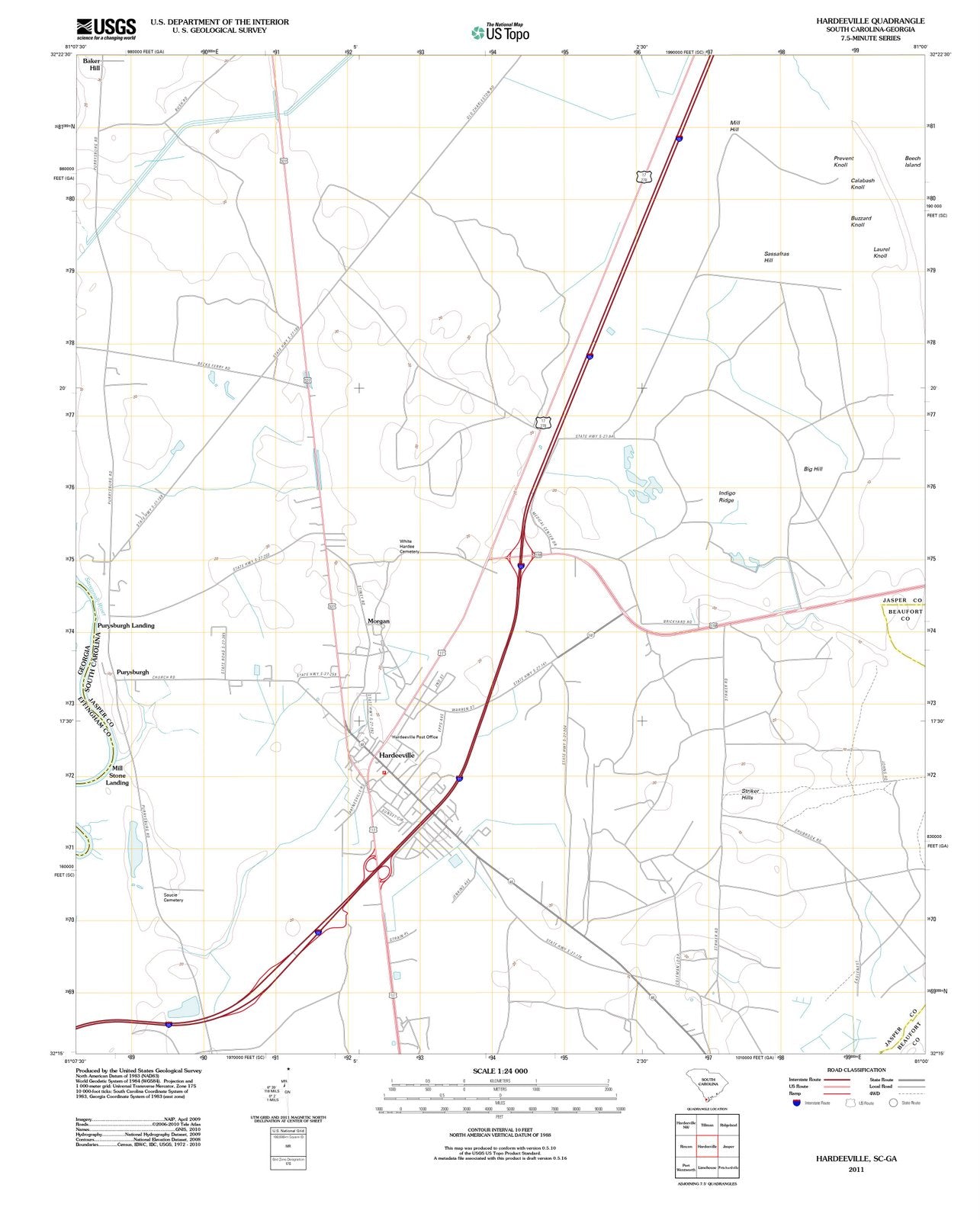 2011 Hardeeville, SC - South Carolina - USGS Topographic Map