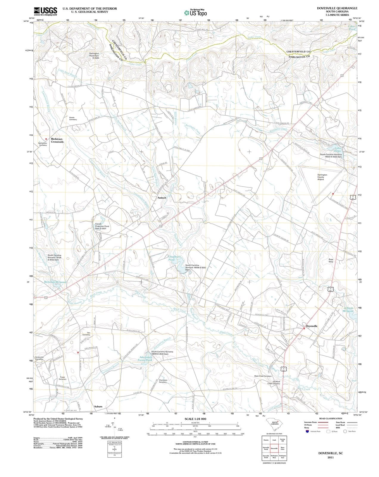 2011 Dovesville, SC - South Carolina - USGS Topographic Map