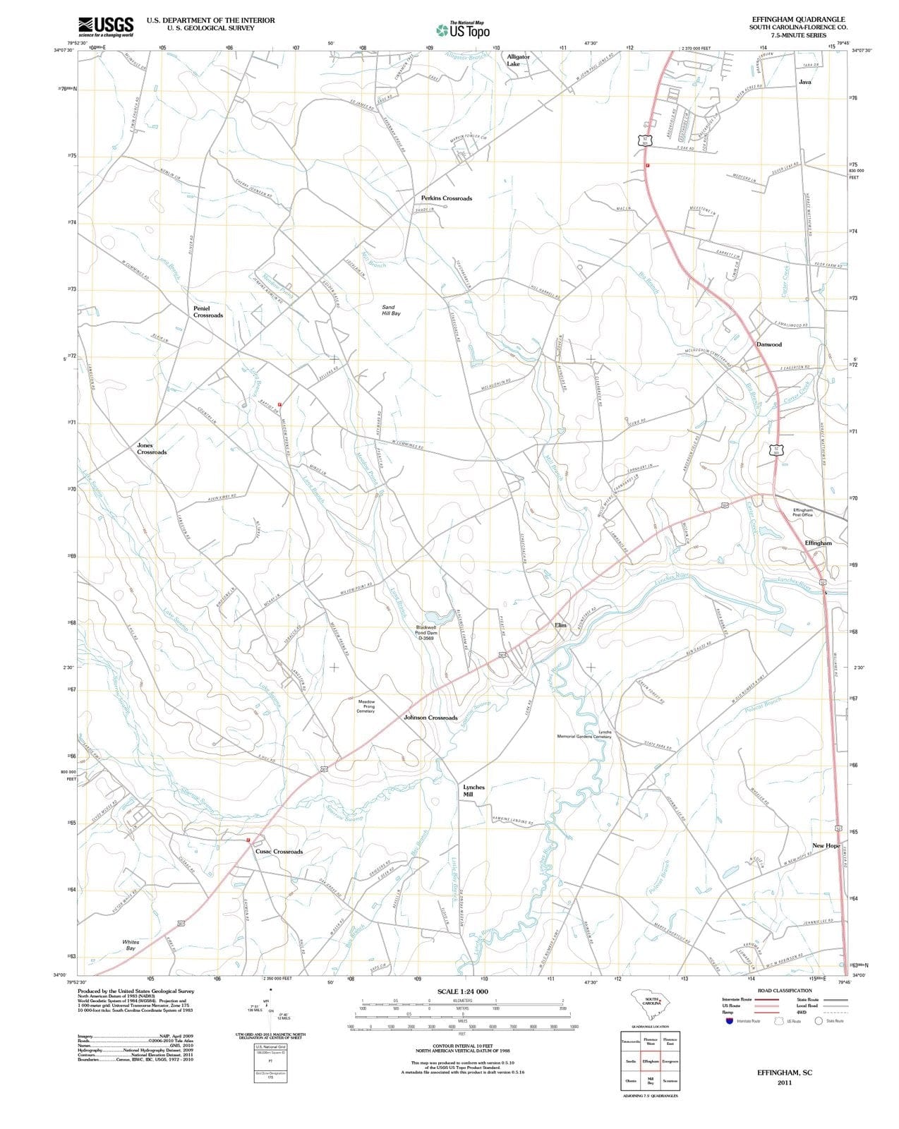 2011 Effingham, SC - South Carolina - USGS Topographic Map