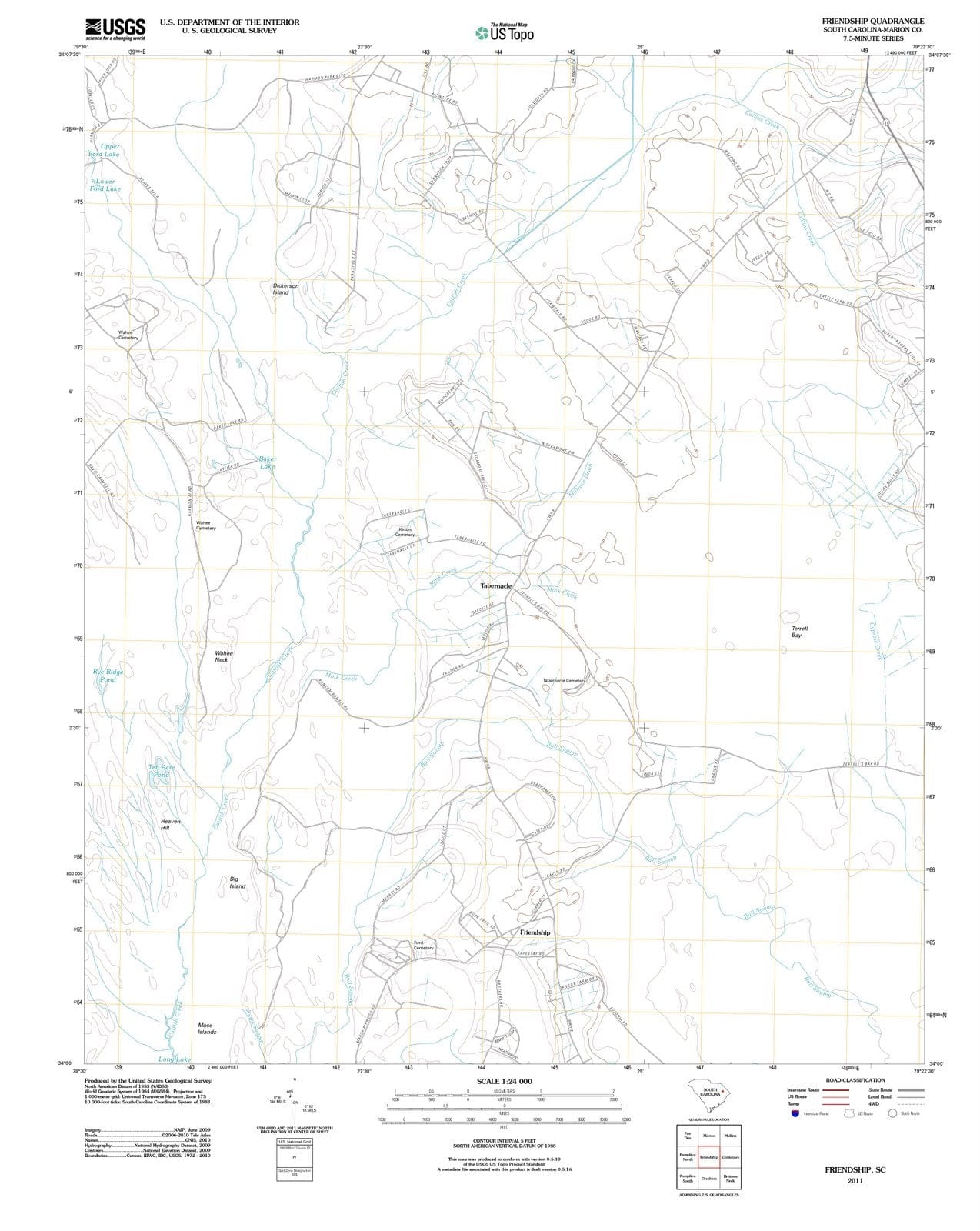2011 Friendship, SC - South Carolina - USGS Topographic Map