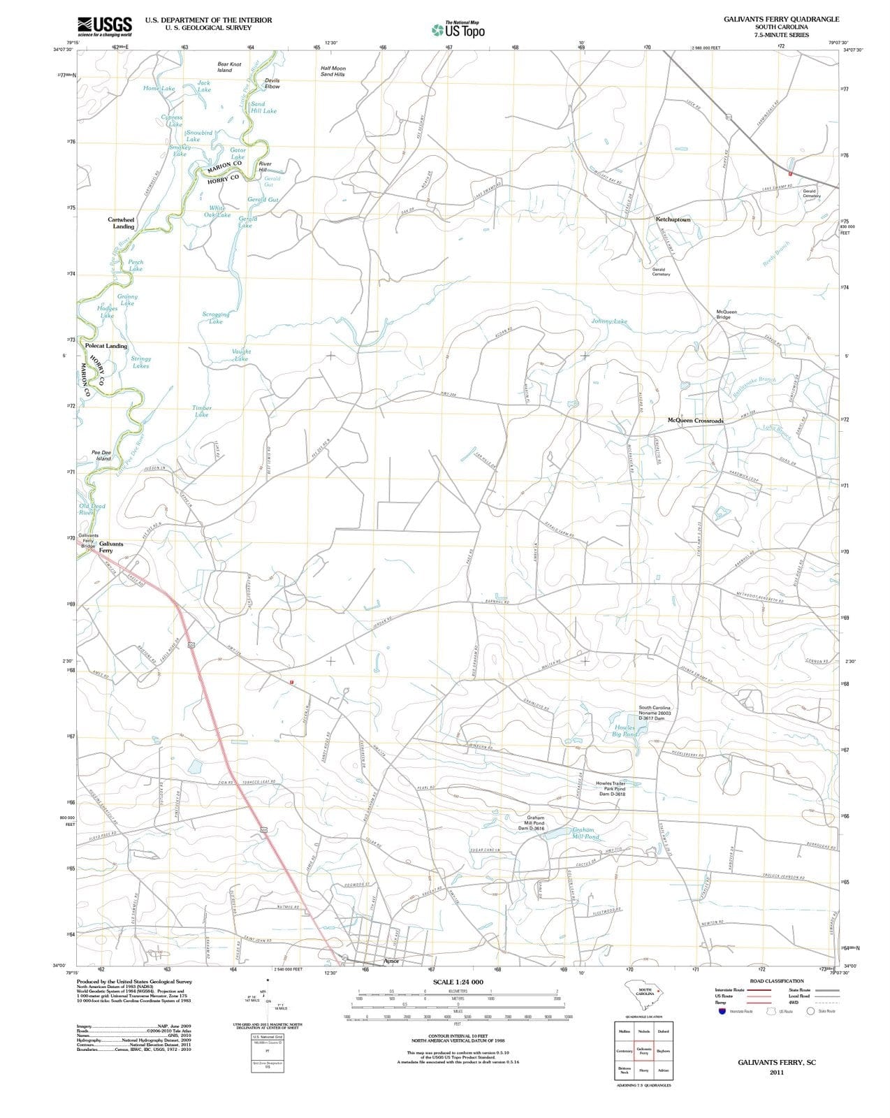 2011 Galivants Ferry, SC - South Carolina - USGS Topographic Map