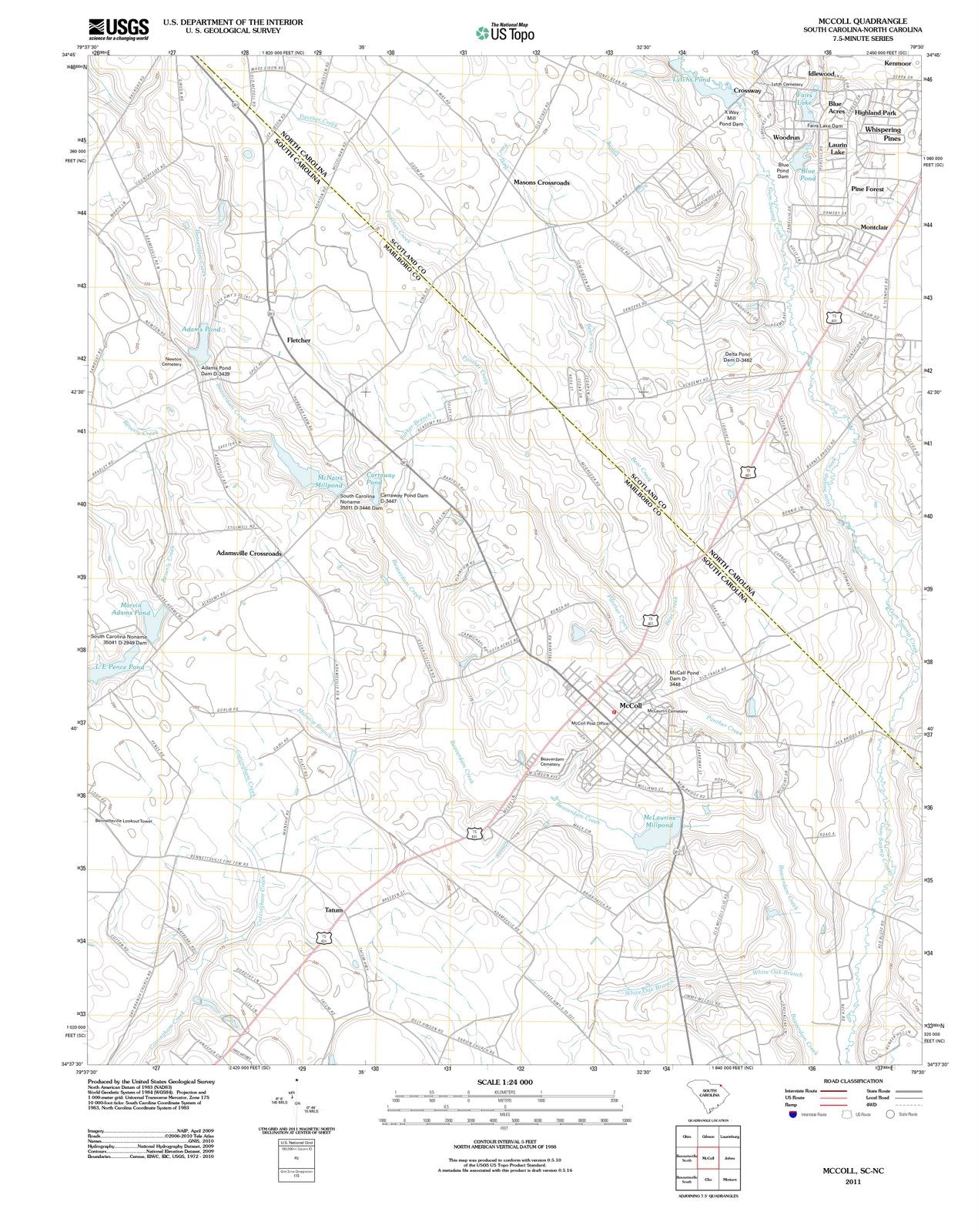 2011 McColl, SC - South Carolina - USGS Topographic Map